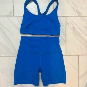 Lululemon Blue Bra and Shorts Set